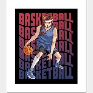 Women's Basketball I Play Like A Girl Female Dribbling Ball Posters and Art